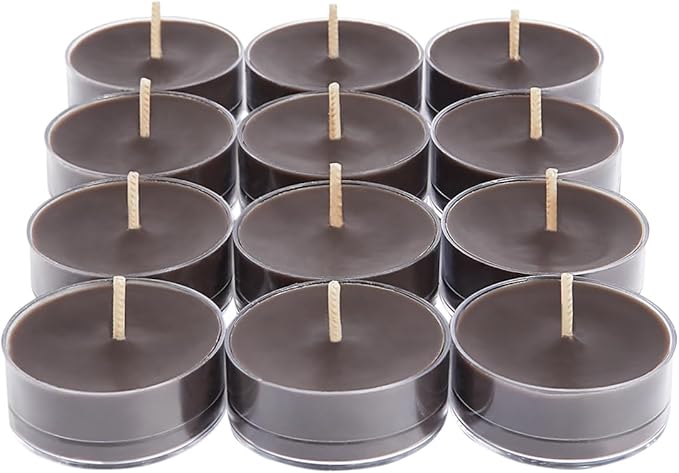 PartyLite Set of 12 Tea Lights Candles, Ebony Oud Scent, Aromatherapy Scented Candles Gift Set, Up to 4 to 6 Hours Burn Time - Bloomnest