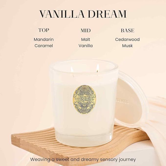 M&SENSE Large Two-Wick Soy Candle | Vanilla Dream & White | 19.8 oz, 120H Burn Time | Luxury Scented Candle for Relaxation, Gifting, Home Décor | Ideal for Bedroom, Office, Party Ambiance - Bloomnest