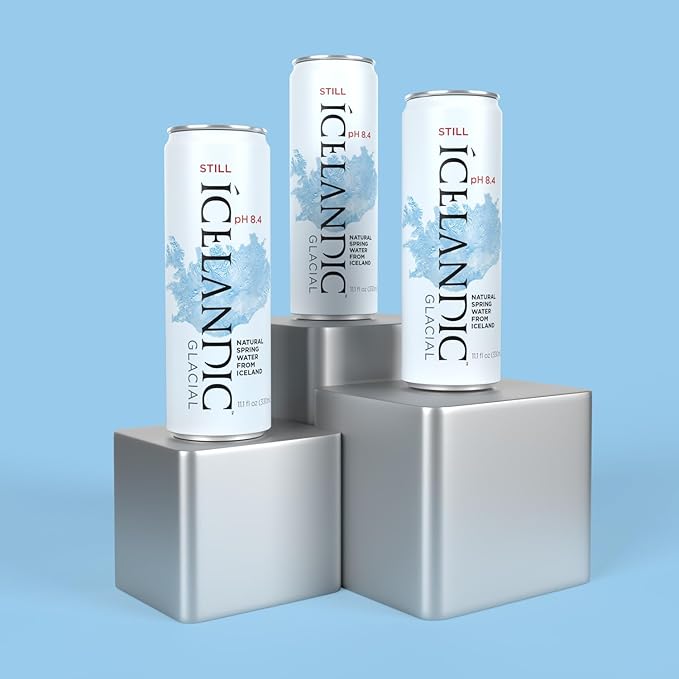 Icelandic Glacial Natural Spring Alkaline Water, 330 ml / 11.1 Fl Oz Cans (Pack of 10) - Bloomnest