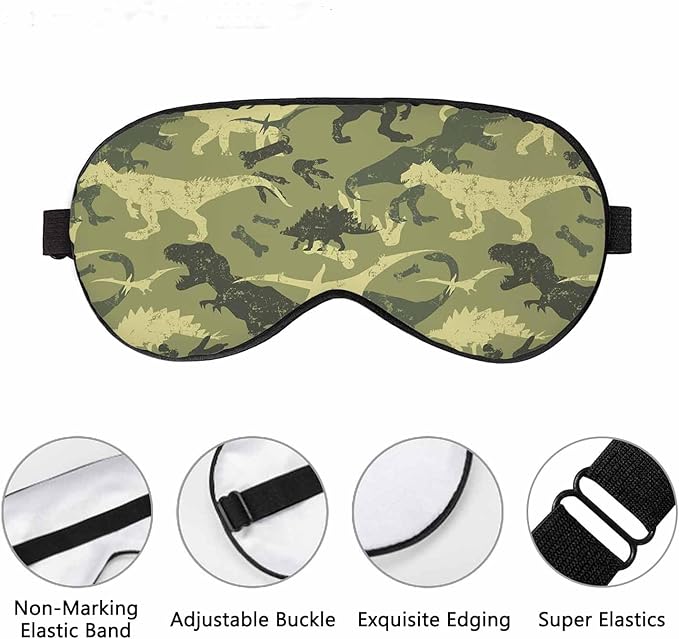 Grunge Dinosaur Sleep Eye Mask Camouflage Dino Men Women Sleep Mask with Adjustable Strap Eye Cover Eye Shade for Travel, Nap,Meditation - Bloomnest