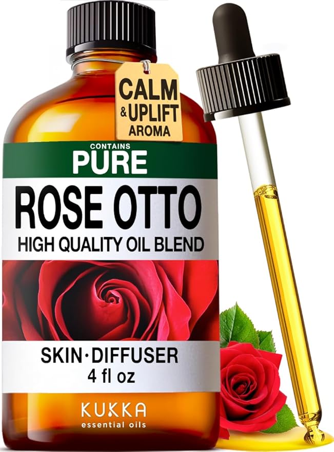 KUKKA Rose Otto Essential Oils - 4 Fl Oz - for Hair, Skin, Diffuser, Aromatherapy & DIY Soap Making Scent - Bloomnest