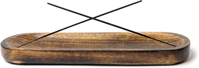 Bless-International Traditional-Handmade-Tray-Burner Wooden-Trat-Incense-Stick-Holder Ash-Catcher-Stand for-Aromatherapy-Meditation-Yoga (11x4x1.22 Inches) - Bloomnest