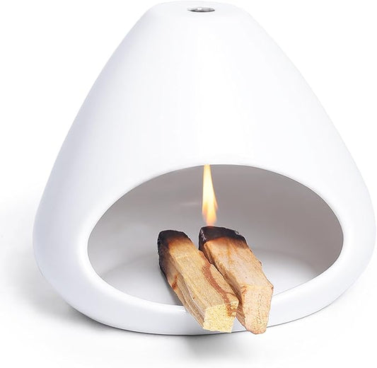Ceramic Palo Santo Holder - Modern Incense Burner for Meditation,Yoga and Energy Cleansing - Wood Sticks Dish, Cone Burner - Inspired Home Decor Gift (White) LEETOYI