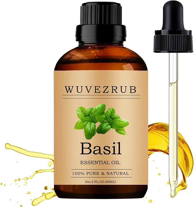 Basil Essential Oils 60ML, 100% Pure and Natural Essential Oil for Aromatherapy Diffuser - 2 Fl Oz/Basil