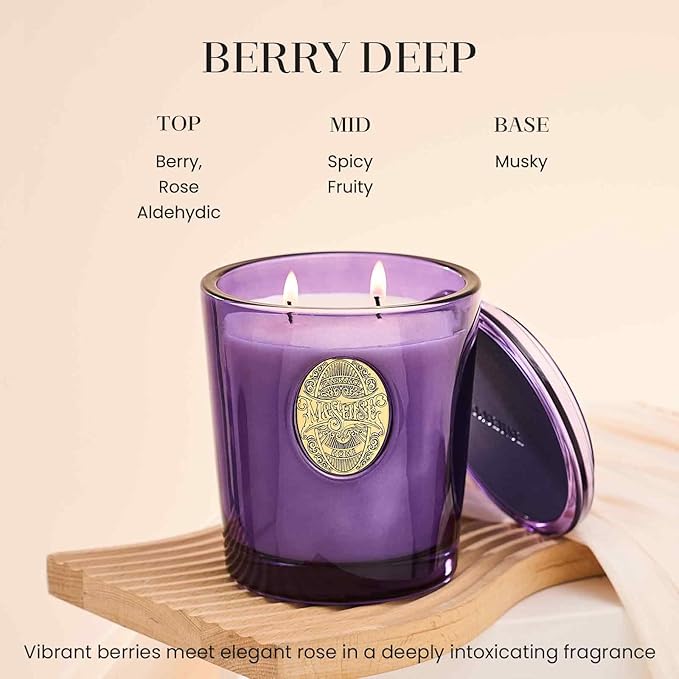 M&SENSE Large Two-Wick Strong Soy Candle | Berry Rose & Purple |19.8 oz, 120H Burn Time | Luxury Scented Candle for Relaxation, Gifting, Home Décor | Ideal for Bedroom, Office, Party Ambiance - Bloomnest