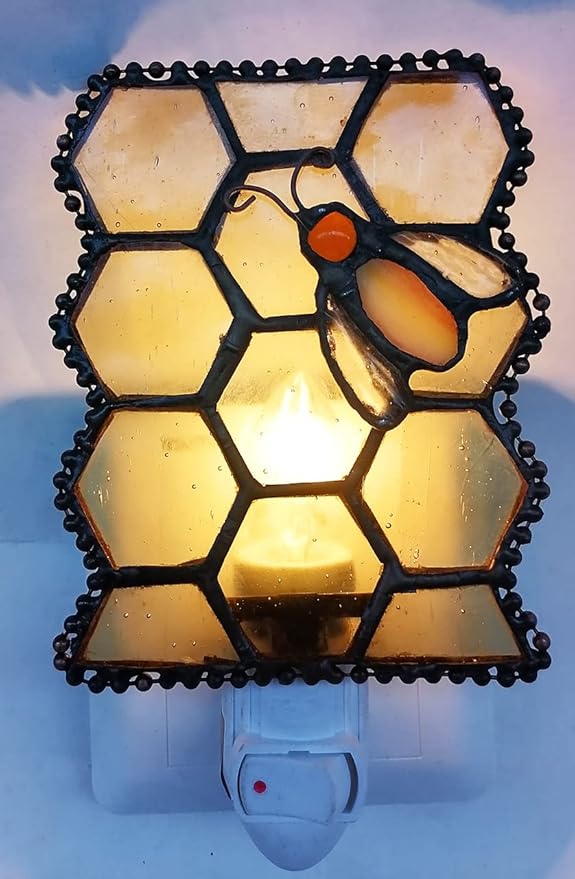 HUIMEIJU Tiffany Glass Night Light for Bedroom, Study, Aisle - Bloomnest