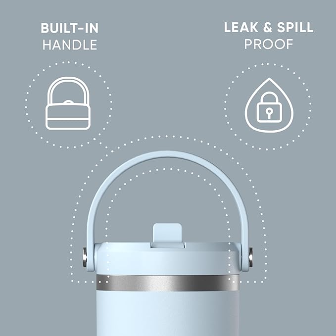 Hydrapeak Nomad 32 oz Tumbler with Handle and Straw Lid, Leakproof, Double Insulated, 32oz Cup, Stainless Steel (Powder Blue) - Bloomnest
