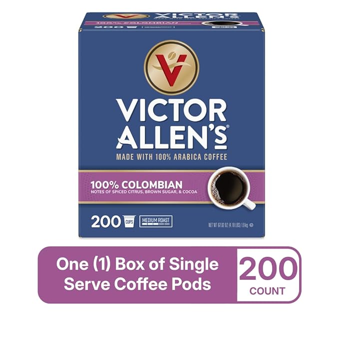 Victor Allen's Coffee 100% Colombian, Medium Roast, 200 Count, Single Serve Coffee Pods for Keurig K-Cup Brewers - Bloomnest