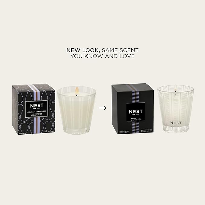 NEST New York Scented Classic Candle, Cedar Leaf & Lavender - 8.1 oz - Up to 60-Hour Burn Time - Reusable Glass Vessel - Bloomnest