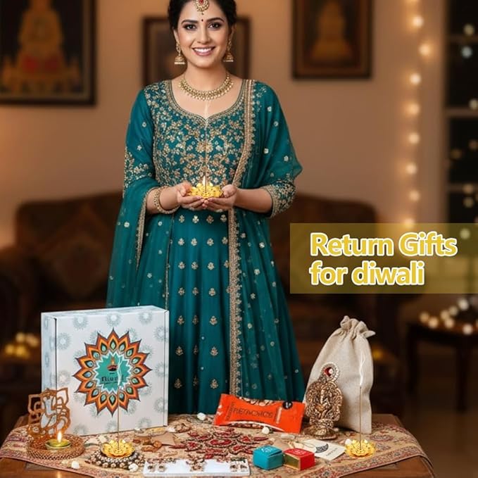 72 Pack Diwali Gifts Bulk, Lotus Incense Holder, Indian Return Gifts for Pooja Bulk, Gold Lotus Incense Sticks Holder with Organza Bags & Thank You Cards, Indian Return Gift - Bloomnest