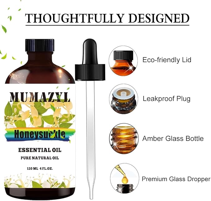 Honeysuckle Essential Oil, Honeysuckle Oil 4 Fl Oz 120ML for Diffuser Humidifier Yoga Cleaning DIY Candle Soap Making Essential Oils - Bloomnest