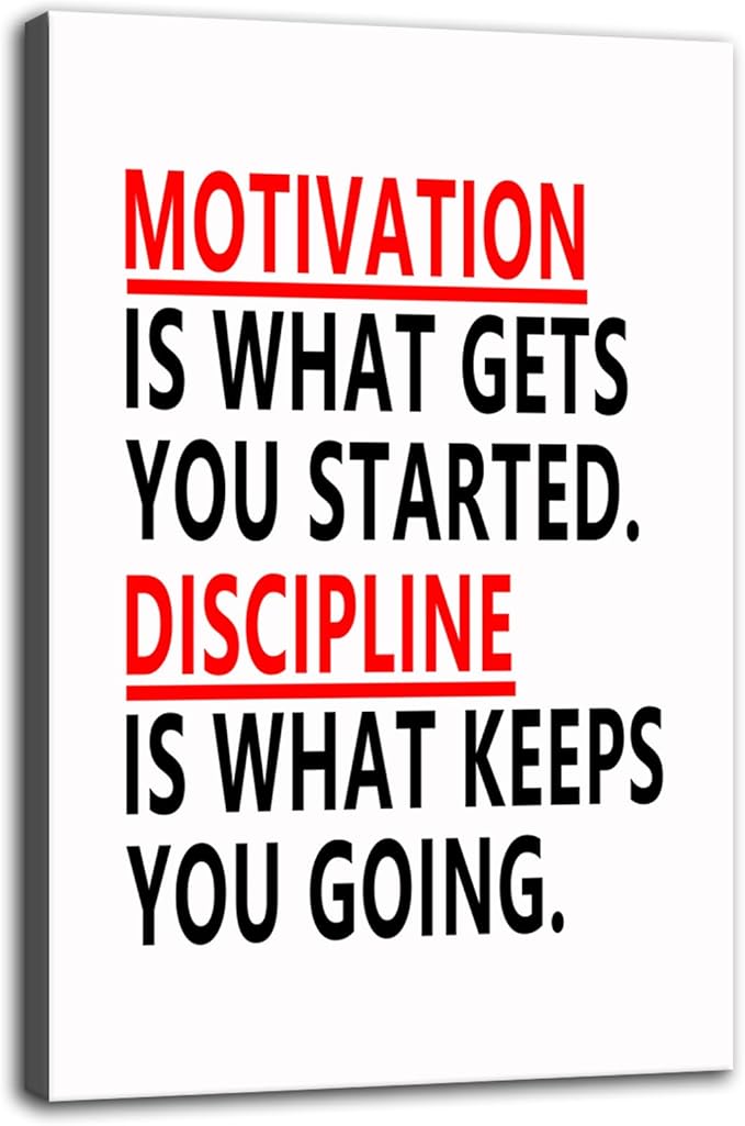 Discipline Motivation Poster Motivational Canvas Wall Art Office Wall Decor Poster Framed Painting Inspirational Picture Print Artwork Modern Home Bedroom Living Room School Decor[12''W x 18''H] - Bloomnest