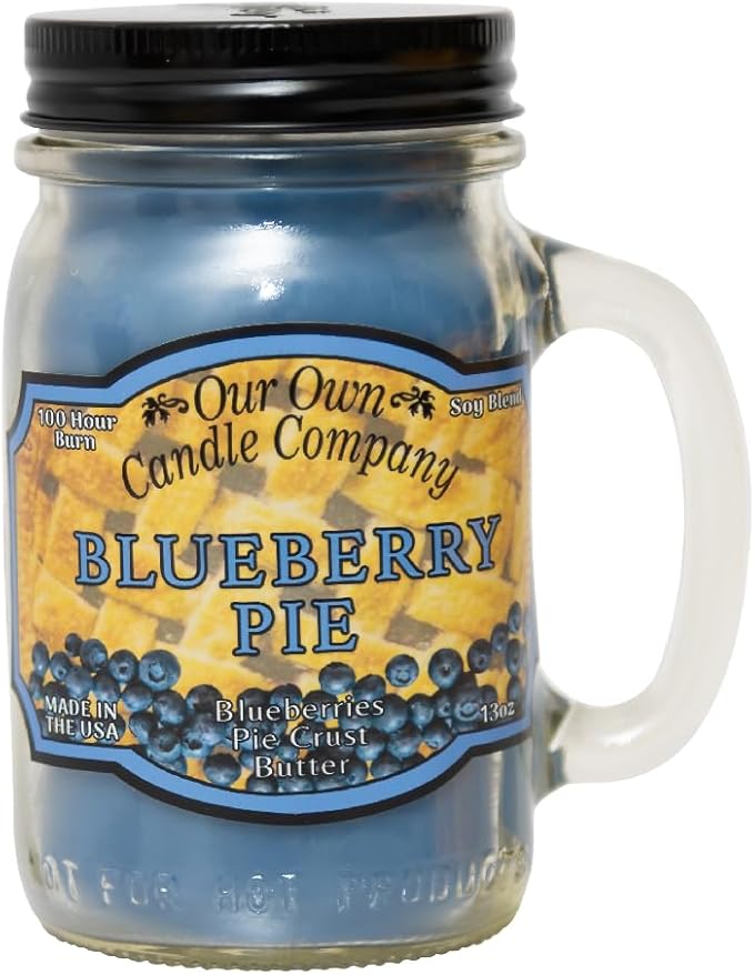 Our Own Candle Company, Blueberry Pie Scented Mason Jar Candle, 100 Hour Burn Time, 13 Ounces - Bloomnest