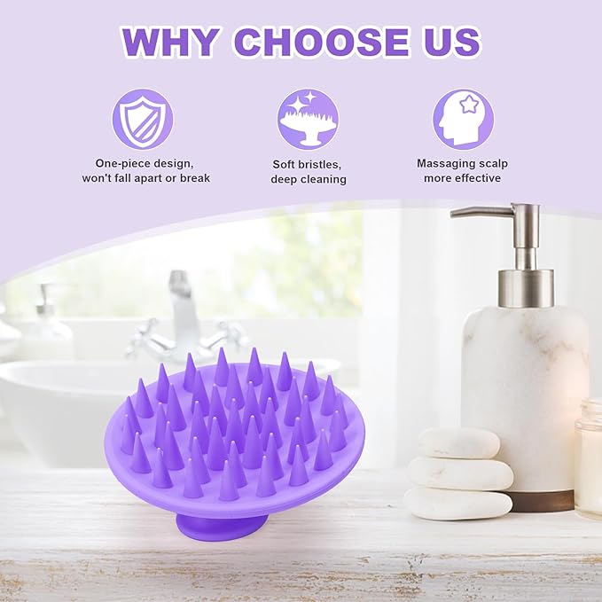 Meartchy Silicone Scalp Massager Shampoo Brush, Scalp Scrubber for Hair Growth (Purple) Meartchy