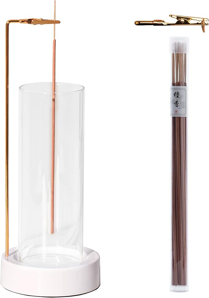 CEREMONY Incense Holder, Ceramic Incense Holder for Sticks with Glass Ash Catcher,Incense Burner for Meditation Yoga Spa Room Decor - Bloomnest