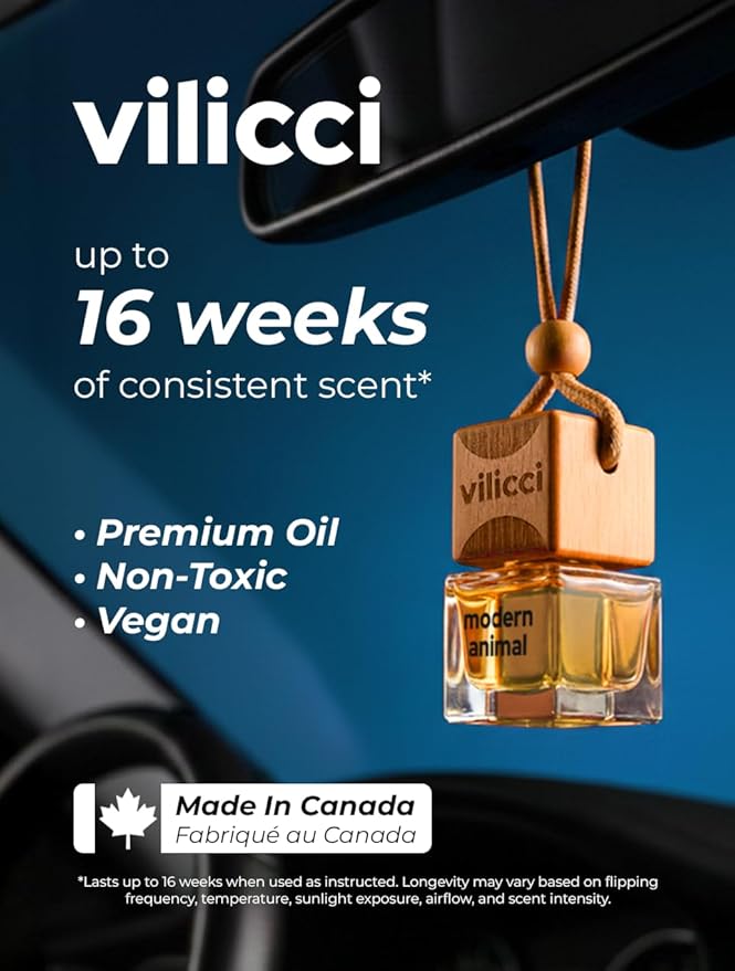Vilicci Car Air Freshener | Luxurious Auto Perfume | Premium Hanging Air Freshener | Long Lasting Fragrance for Auto and Home | 1 Bottle of Car Scent (4 Count (Pack of 1), Gift Set) - Bloomnest