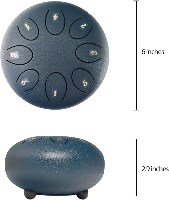 REGIS Steel Tongue Drum 6 inch 8 Notes Musical Percussion Instrument, rain Drum for Outside - Musician Gift for Family and Friends(Navy)