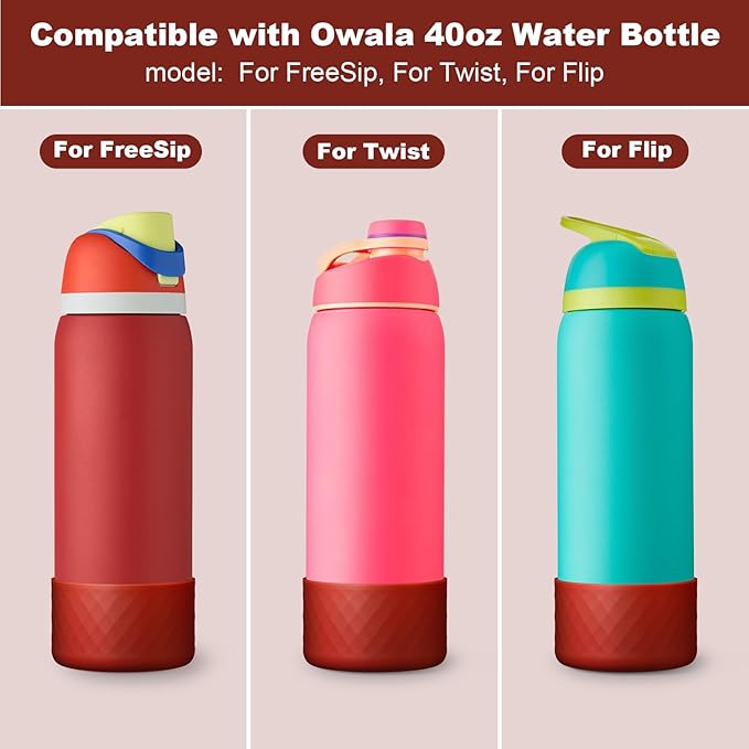 Silicone Boot for Owala Water Bottle 24 oz 32 oz 40 oz, Anti-Slip Protective Sleeve for FreeSip/Twist/Flip Stainless Steel Water Bottles Accessories BEONSKY