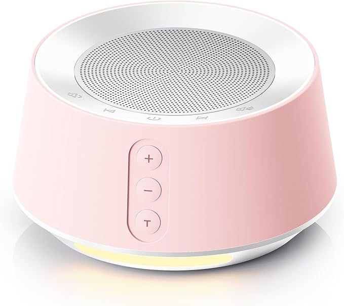 BGOVERSS White Noise Sound Machine with 20 Soothing Sounds, 10 Colors Night Light Sleep Machines Home Office Travel, 5 Timers and Memory Feature Sound Machine for Nursery Baby Kids Adults, Pink - Bloomnest