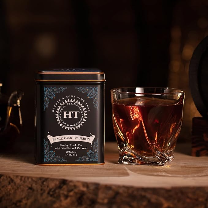 Harney & Sons Black Cask Bourbon Tea, 20 Sachets of Smoky Black Tea with Light Caramel Flavors (Pack of 2) - Bloomnest
