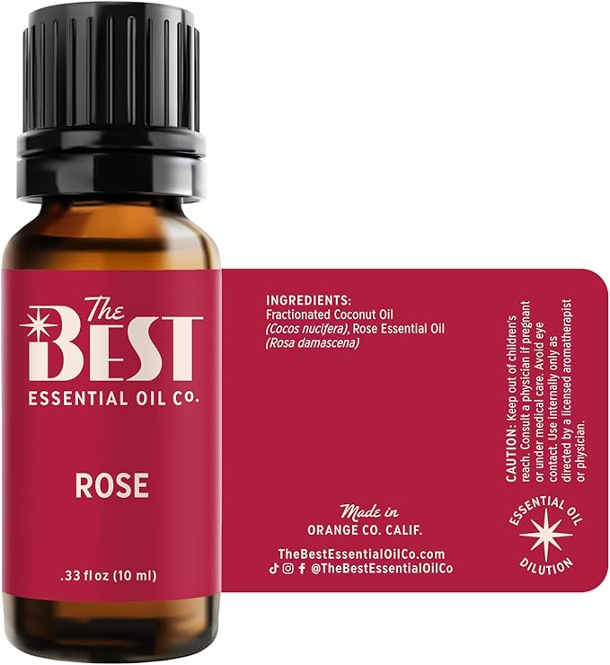 The Best Rose Absolute Essential Oil- Premium Grade- Diluted in Fractionated Coconut Oil for Aromatherapy, Spa, Massage- 10 ml (.33 fl oz) - Bloomnest