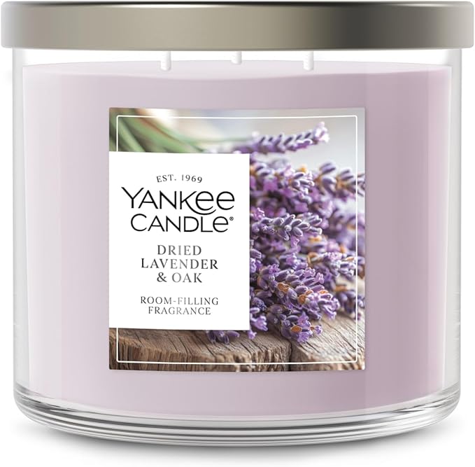 Yankee Candle Dried Lavender & Oak, Scented Candle, 14.5oz 3-Wick Candle Jar with up to 40 Hours Burn Time, Giftable - Bloomnest
