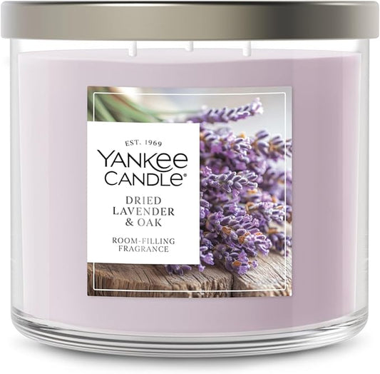 Yankee Candle Dried Lavender & Oak, Scented Candle, 14.5oz 3-Wick Candle Jar with up to 40 Hours Burn Time, Giftable - Bloomnest