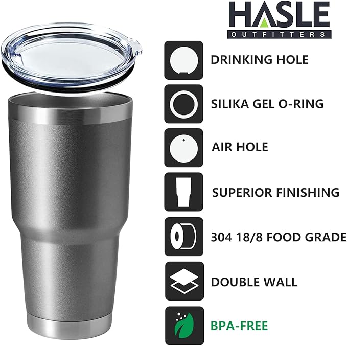 HASLE OUTFITTERS 30oz Stainless Steel Tumbler, Double Wall Vacuum Insulated Travel Mug Tumbler, Durable Insulated Coffee Mug, Gift Box Set (Grey, 4) - Bloomnest