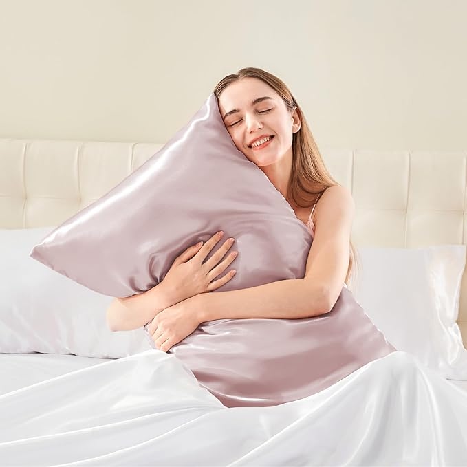 BEDELITE Satin Body Pillow Cover, Super Soft and Cooling Body Pillow Pillowcase for Hair and Skin, Breathable Silky Full Long Pillowcase Cover(20"x54", Lotus Pink) - Bloomnest