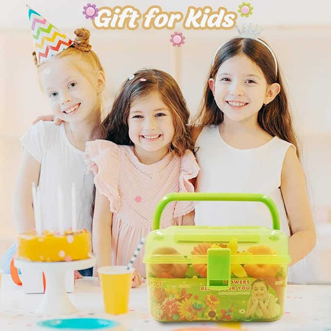 VERTOY Flower Garden Building Toy Set for 3, 4, 5, 6 Year Old Girls, STEM Educational Activity Games and Girls Birthday Gift for Age 3+ yr Toddlers and Kids, 143 pcs - Bloomnest
