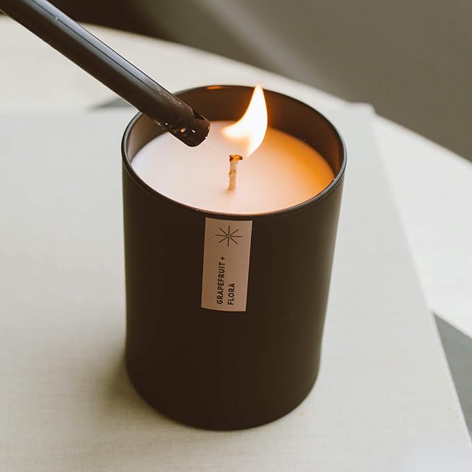Calyan Wax Co. Grapefruit & Flora Scented Candle - 75 Hour Burn - Luxury Non Toxic Soy Wax Candles - Long Lasting Black Tumbler Jar Candle for Home - 10.2oz - Bloomnest