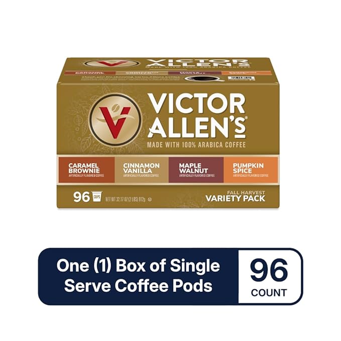 Victor Allen's Coffee Fall Harvest Variety Pack, Medium Roast, 96 Count, Single Serve Coffee Pods for Keurig K-Cup Brewers - Bloomnest