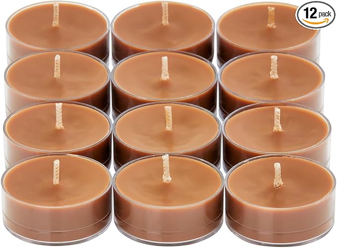 PartyLite Set of 12 Tea Lights Candles, Spiced Roasted Chestnut Scent, Aromatherapy Scented Candles Gift Set, Up to 4 to 6 Hours Burn Time - Bloomnest