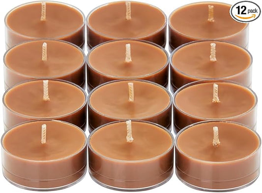 PartyLite Set of 12 Tea Lights Candles, Spiced Roasted Chestnut Scent, Aromatherapy Scented Candles Gift Set, Up to 4 to 6 Hours Burn Time - Bloomnest