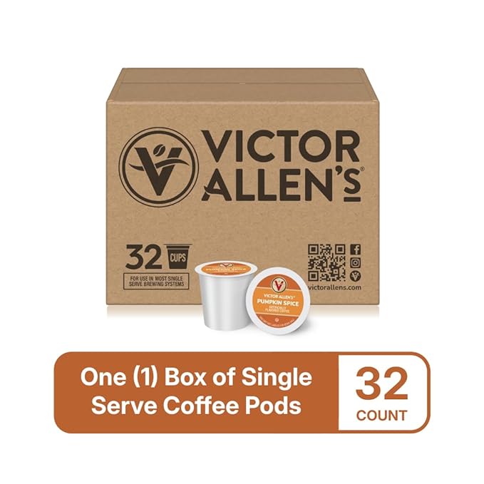 Victor Allen's Coffee Pumpkin Spice Flavored, Medium Roast, 32 Count, Single Serve Coffee Pods for Keurig K-Cup Brewers - Bloomnest