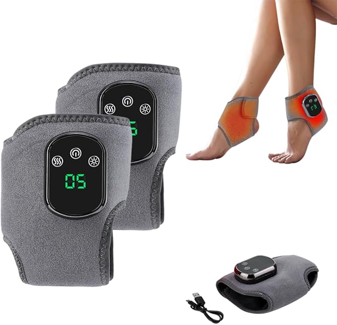 Portable Foot and Ankle Massager with Heat – 3-Speed Vibration & 5-Temperature Settings, Wireless for Pain Relief, Swelling, Plantar Fasciitis, Travel & Home Use (2) - Bloomnest