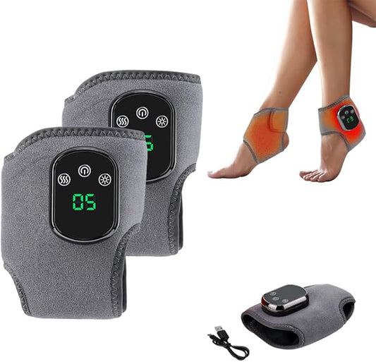 Portable Foot and Ankle Massager with Heat – 3-Speed Vibration & 5-Temperature Settings, Wireless for Pain Relief, Swelling, Plantar Fasciitis, Travel & Home Use (2) - Bloomnest