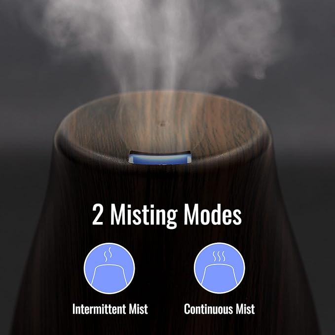 HealthSmart Essential Oil Diffuser, Cool Mist Humidifier and Aromatherapy Diffuser with 150ML Tank Ideal for Small Rooms, Adjustable Timer and Mist Mode, Wood Grain Brown (Pack of 2) - Bloomnest