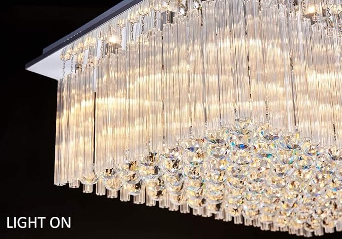 Saint Mossi 12-Lights Modern Chandelier Lamp K9 Crystal Chandelier Light Fixture,Modern Flush Mount Ceiling Light Fixture Raindrop Chandelier for Bedroom,Dining Room,Livingroom,L32 x W22 x H10 - Bloomnest