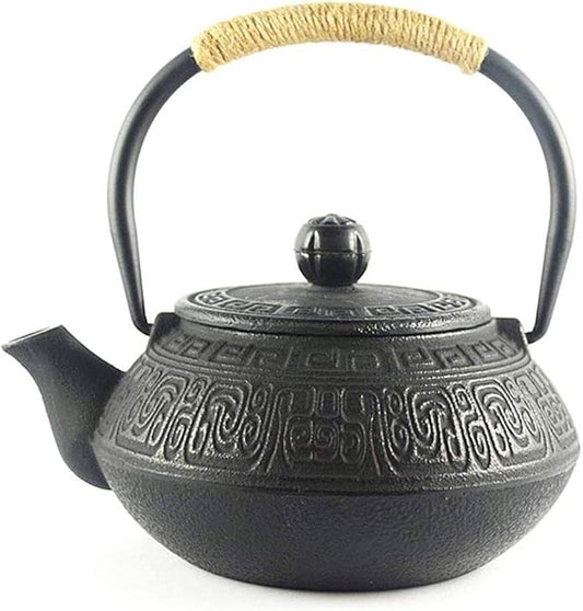 Japanese Tetsubin Cast Iron Kettle, Cast Iron Teapot with Stainless Steel Infuser for Loose Leaf Tea, Ancient pattern 600ml/20oz