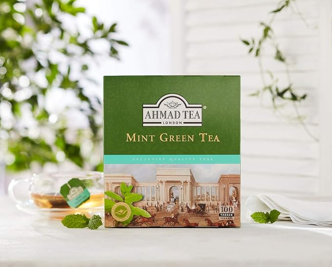 Ahmad Tea Green Tea, Green Tea Mint Teabags, 100 ct - Caffeinated and Sugar-Free (Pack of 3) - Bloomnest