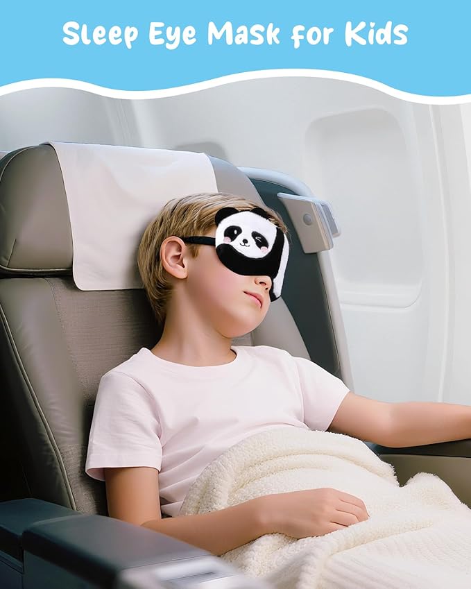 Sleep Mask for Kids - Cute Cartoon Plush Fuffy Sleeping Eye Cover Panda Kawaii Soft Eyeshade with Adjustable Strap Animal Eye Blindfold for Kids Girls Boys Teens - Bloomnest