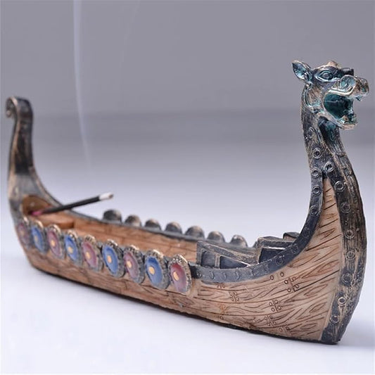 Incense Burner Incense Holder Cool Viking Dragon Longboat- Retro Incense Burner Incense Holder Incense Air Freshener Incense Stick Holder Hand Carved Carving Censer Ornaments Room Design Awesome Gift - Bloomnest