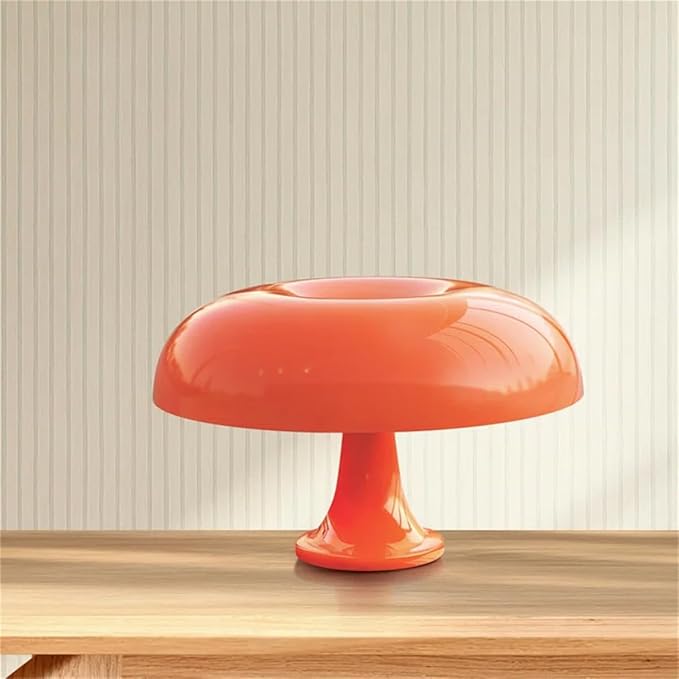 Retro Orange Mushroom Lamp for Bedroom Nightstand Mid Century Modern Table Lamp Decor Aesthetic Lighting Dimmable Mushroom Shaped Donut Bedside Lamp with 3 Lighting Modes, Minimalist Home Decor - Bloomnest