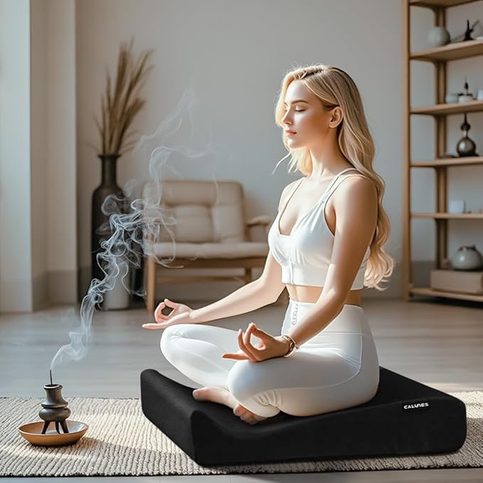 Luxe Velvet Meditation Cushion Set, Zafu Yoga Floor Mat High-Density Foam, 26.4" Large Floor Pillows, Removable Washable Cover for Indoor/Outdoor Use, Metaphysical Mandala Design - Bloomnest
