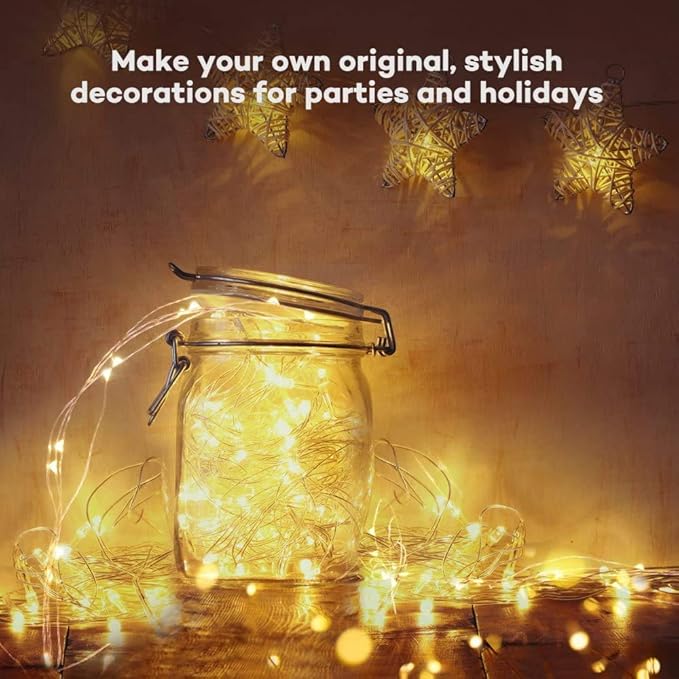 MUMUXI 20 Pack 3.3ft Fairy Lights Battery Operated String Lights, Mini LEDs Powered, Waterproof Indoor Silver Wire Firefly Mason Jars, Warm White for Home Decor, Parties, and Weddings - Bloomnest