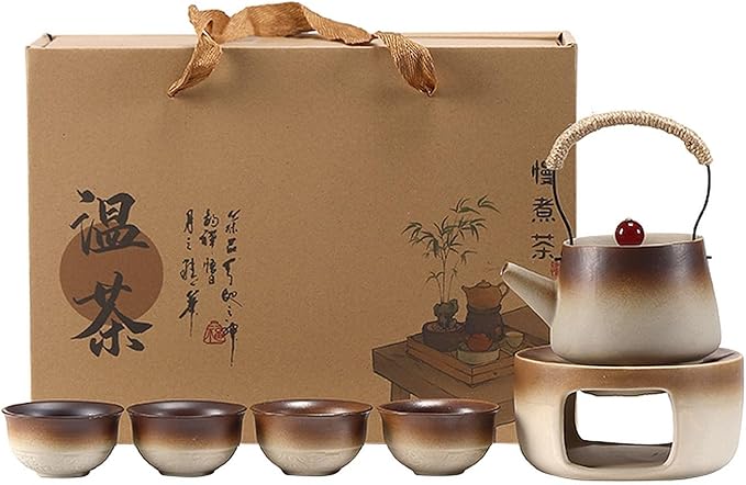 Lifting Beam Pot Style Rough Pottery Tea Set, Boiled Over Open Fire, Gift Box Packaging Suitable for Mother'S Day, Father'S Day, Christmas, Birthday Parties, Company Gifts