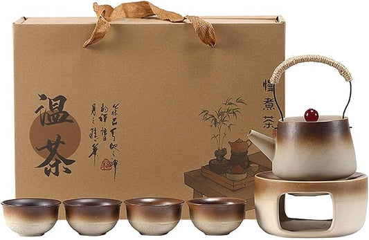 Lifting Beam Pot Style Rough Pottery Tea Set, Boiled Over Open Fire, Gift Box Packaging Suitable for Mother'S Day, Father'S Day, Christmas, Birthday Parties, Company Gifts