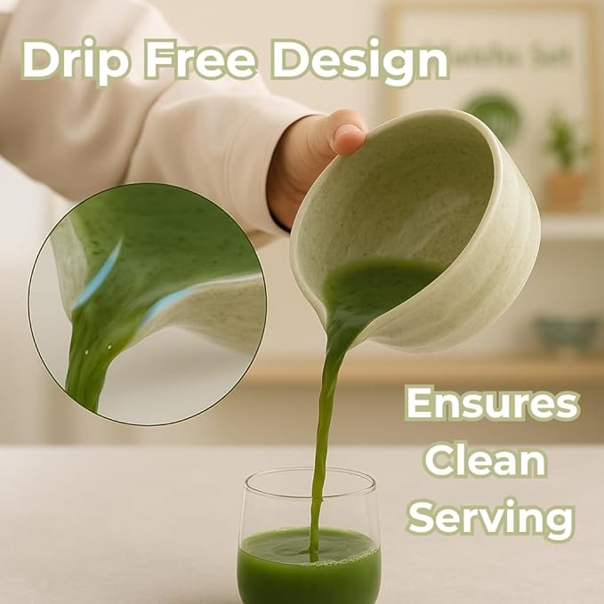 Dreizehn Matcha Whisk Set – 5 Piece Matcha Kit with Bowl, Whisk, Scoop, Sifter & Jar – Japanese Style Tea Set for Making Smooth and Frothy Matcha Green Tea at Home or as a Gift, Mottled Green - Bloomnest