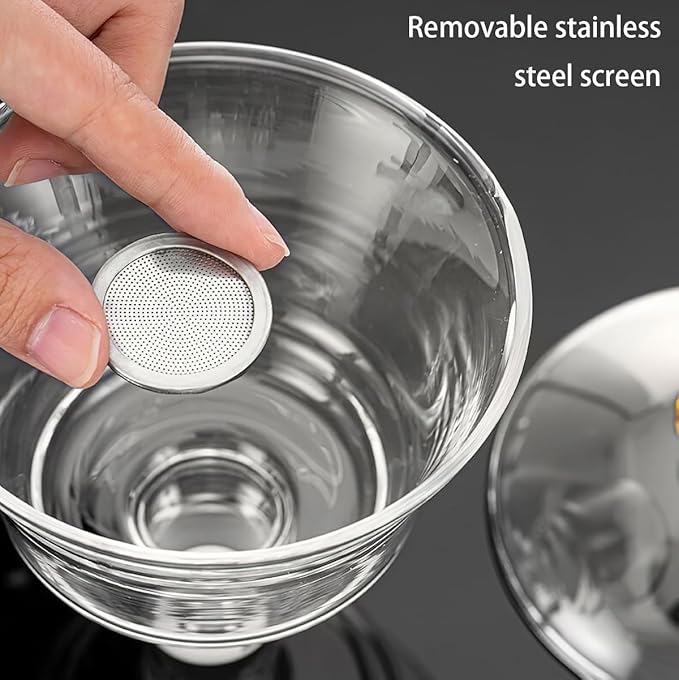 Lazy Kung Fu Glass Magnetic Tea Set, Semi Automatic Drip TeaPot, Heat Resistant Glass Magic Teapot Set, Suitable for home/office Reception Tea Set, Perfect for Holiday Gifts - Bloomnest